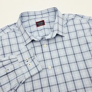 UNTUCKit Shirt Mens 3XL Blue Checkered Torgiano Performance Stretch Button Up